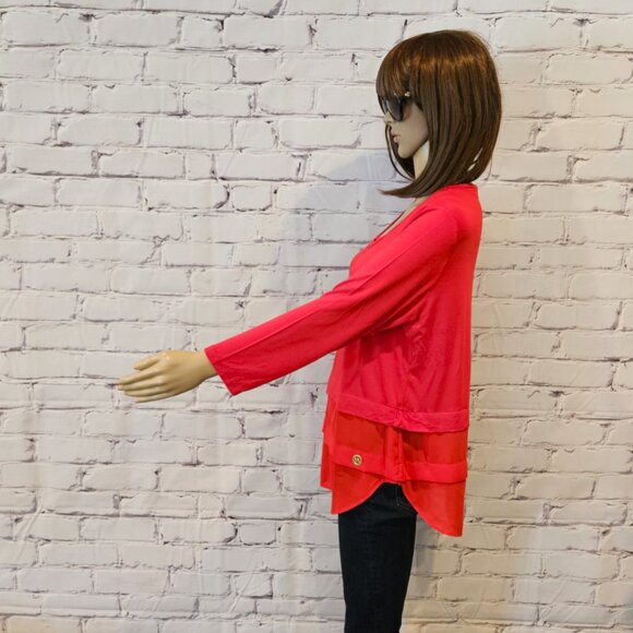 MICHAEL KORS, Red long sleeve layered t-shirt - Picture 8 of 9